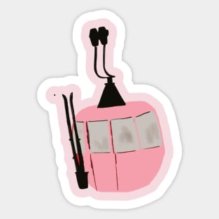 Pink Retro Ski Lift Gondola Sticker